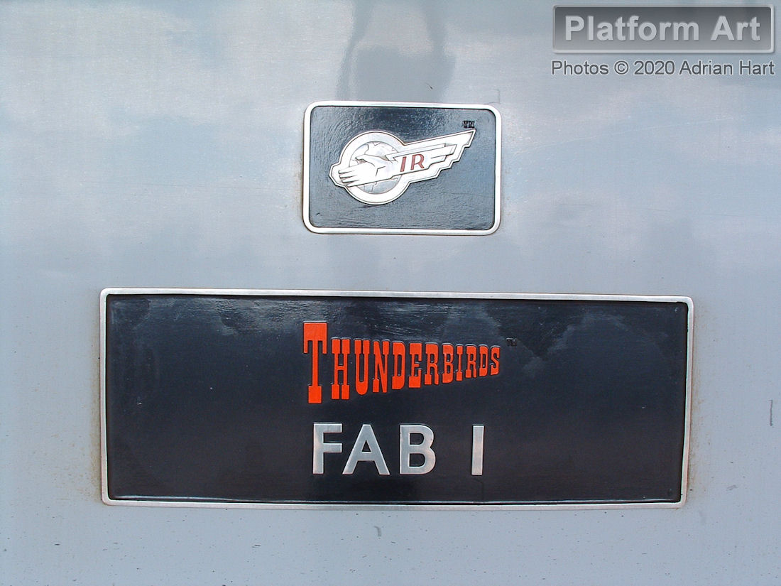 Nameplate on Class 57/3 Virgin Thunderbird 57316 FAB I (ex-47290) at Rugby on 19th July 2005.