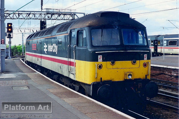 Class 47 47622 The Institute of Mechanical Engineers is seen at Wolverhampton on 4th June 1989, after bringing in the 14.22 Shrewsbury - London Euston service.