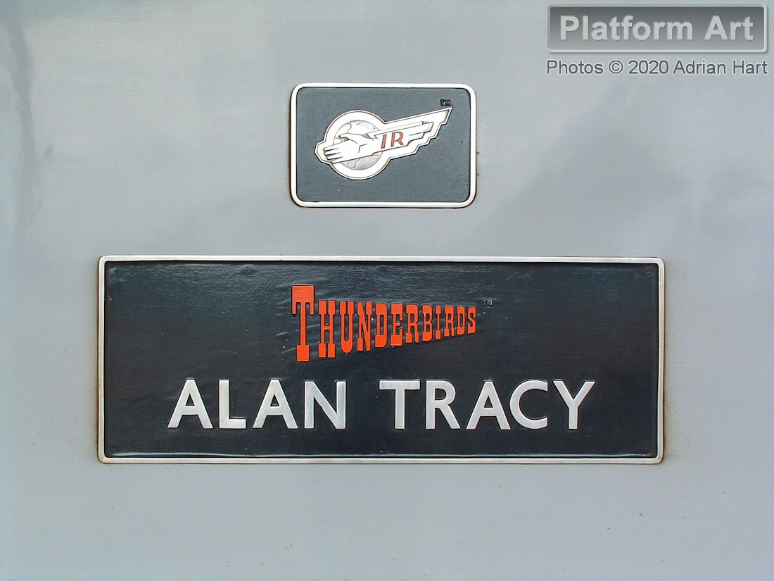 Nameplate on Virgin Trains Thunderbird 57303 Alan Tracy (ex-47705) at Rugby on 19th July 2004. This locomotive is now part of the Direct Rail Services fleet and carries the name Pride of Carlisle.